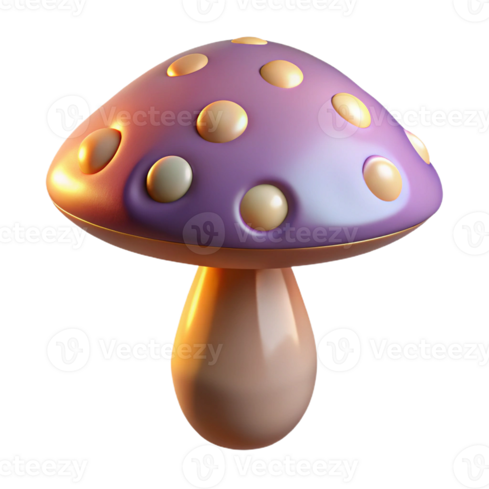 elegant minimalist A single, large, stylized mushroom, with glowing spots premium png