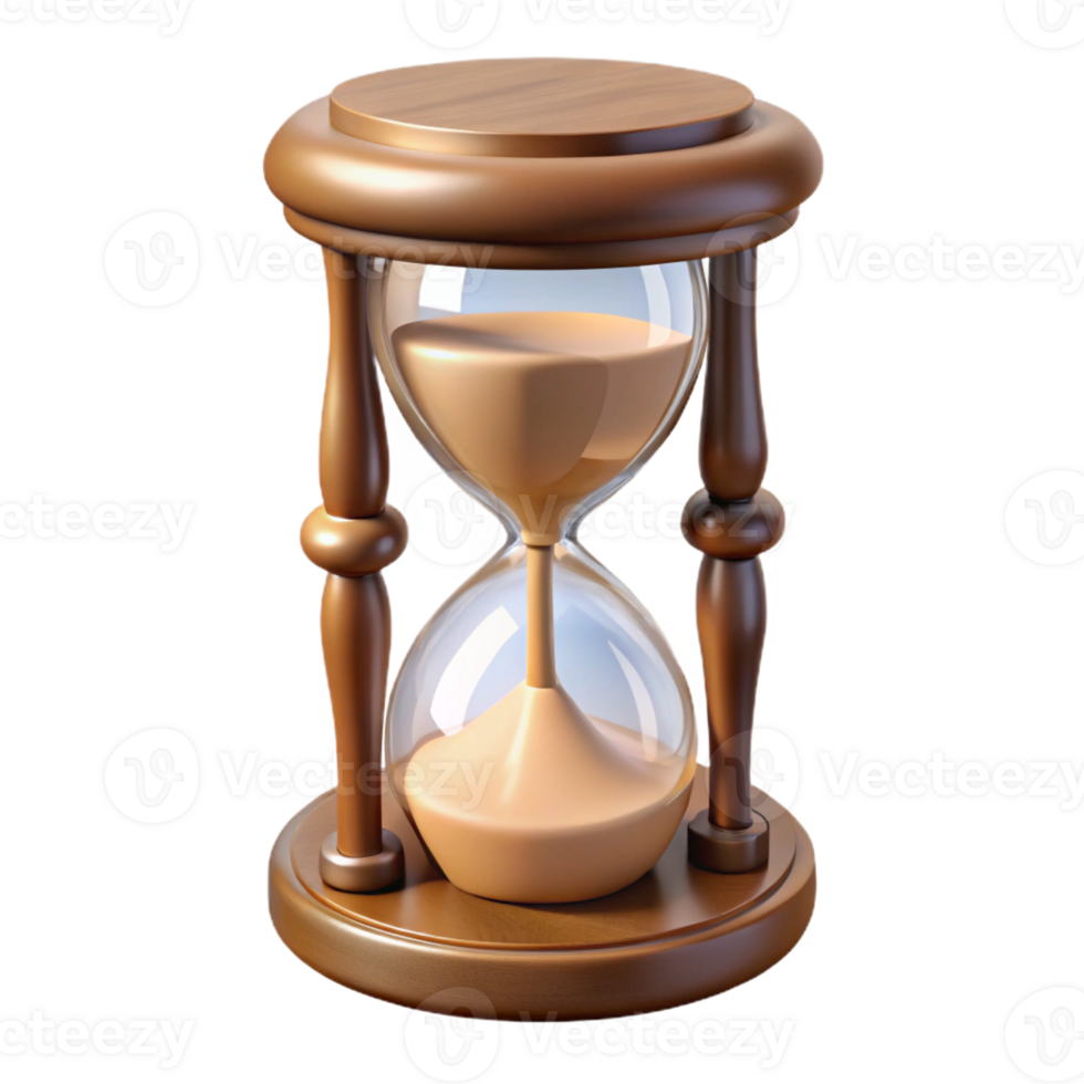 impressive traditional A single, antique hourglass, filled with swirling sand original png