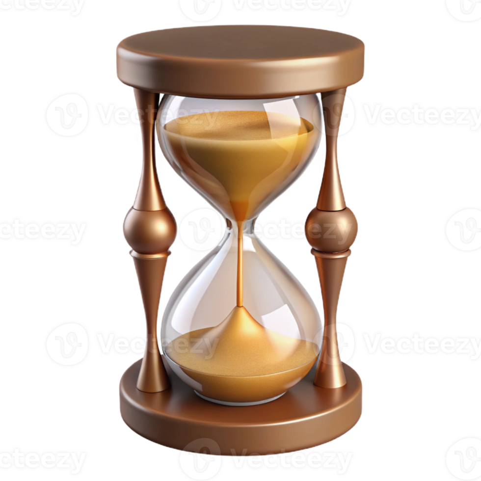 impressive minimalist A single, antique hourglass, filled with swirling sand high resolution png
