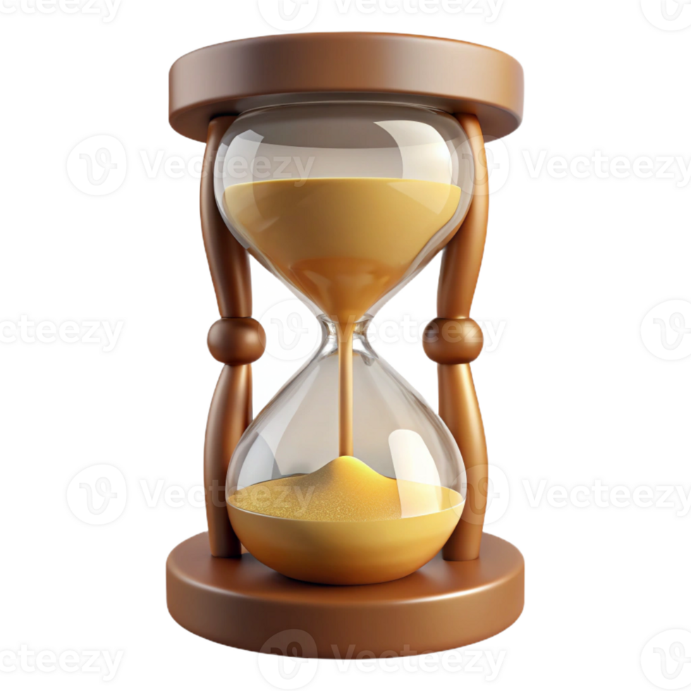 serene modern A single, antique hourglass, filled with swirling sand high quality png