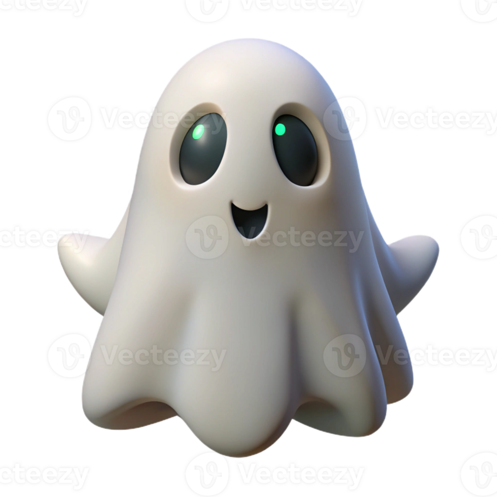 wonderful classic A single, stylized, cartoon ghost, with glowing eyes exclusive png