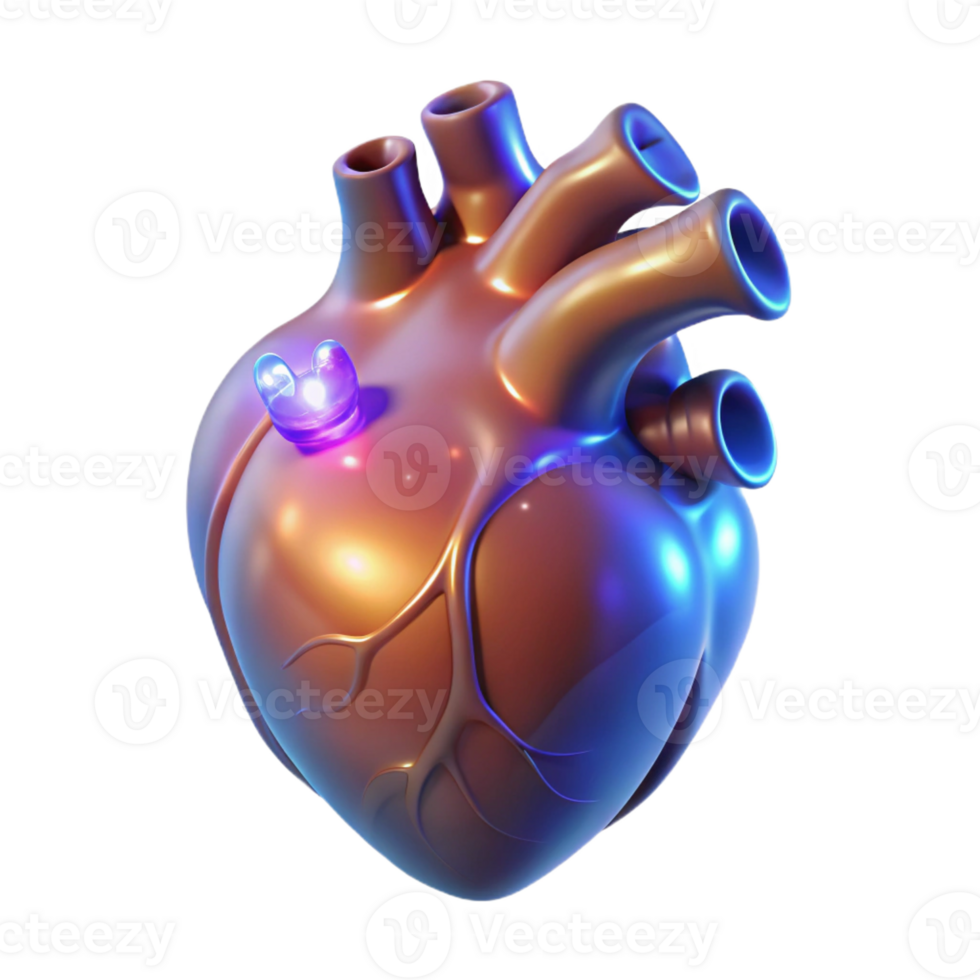 wonderful creative A single, realistic human heart, glowing with magical energy genuine png