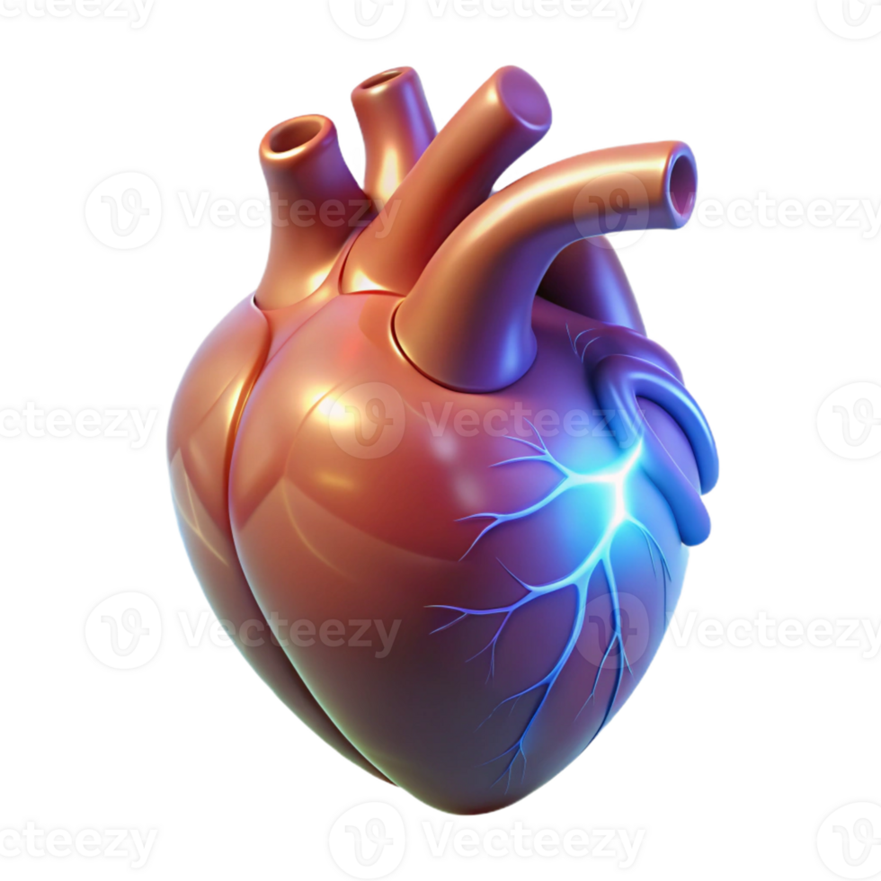 extraordinary minimalist A single, realistic human heart, glowing with magical energy detailed png