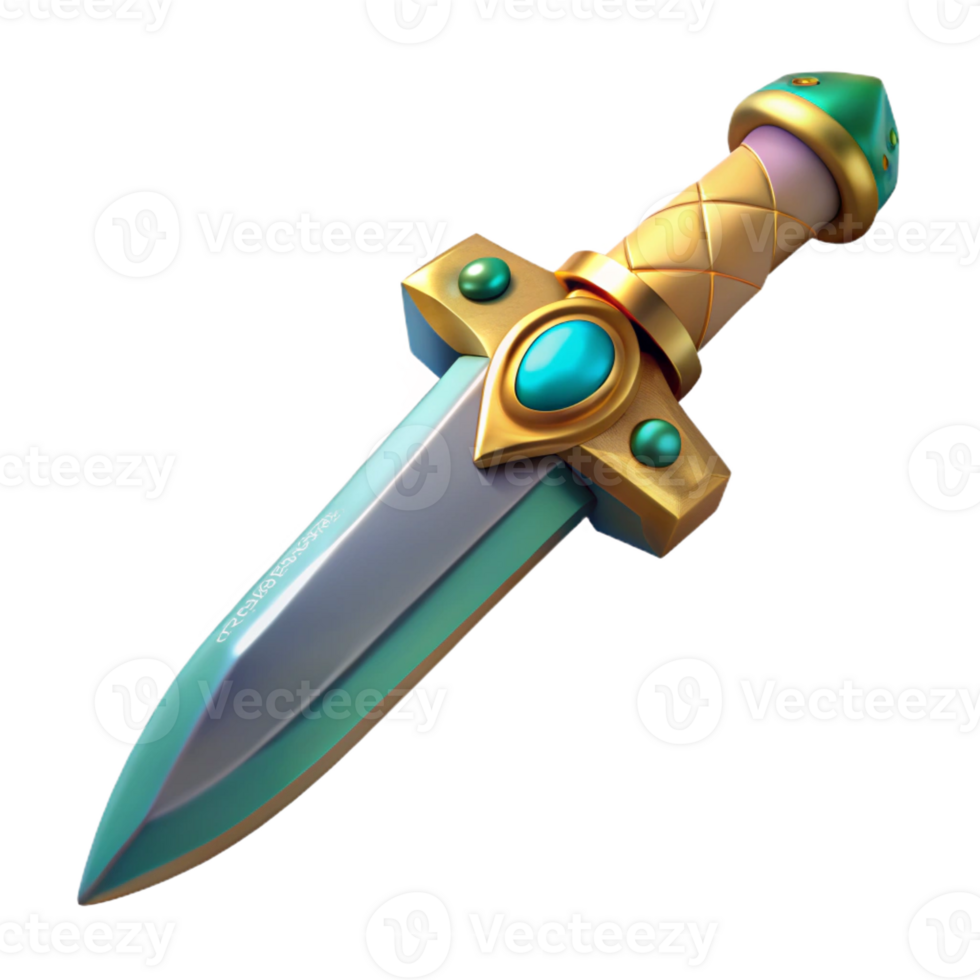 dramatic abstract A single, ornate dagger with a jeweled hilt 4K png