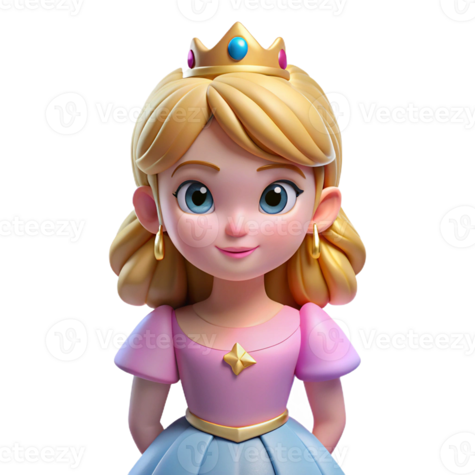 dramatic creative A stylized, cartoon princess, wearing a glittering tiara original png