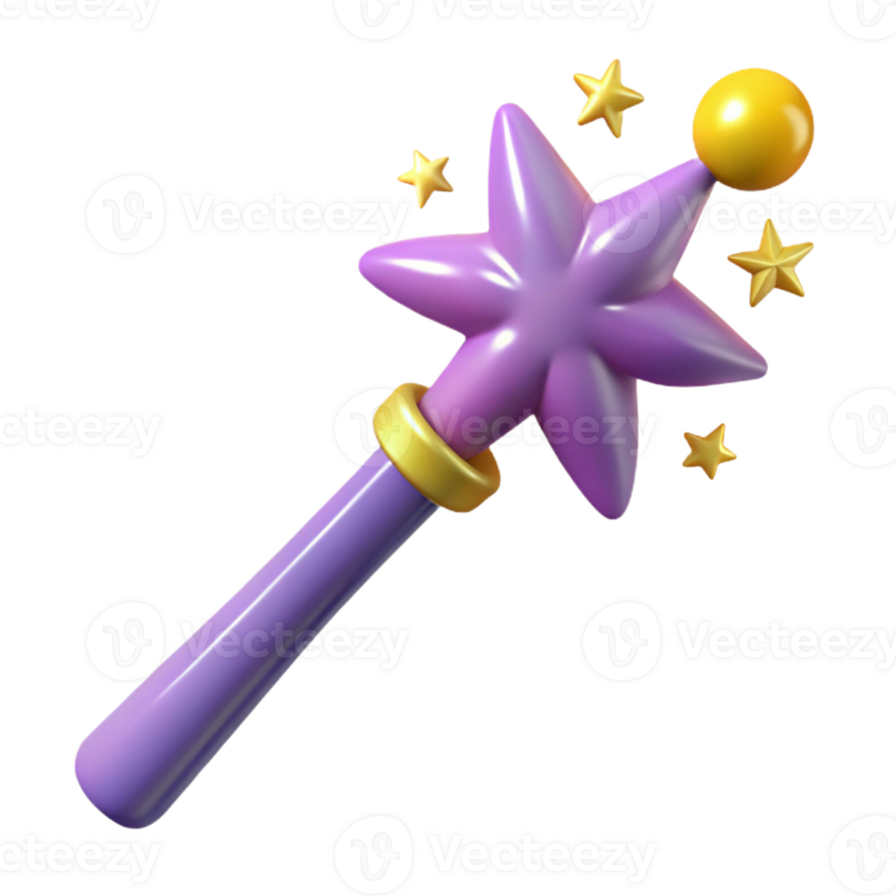 vibrant classic A whimsical, stylized, cartoon magic wand, emitting sparkles exclusive png