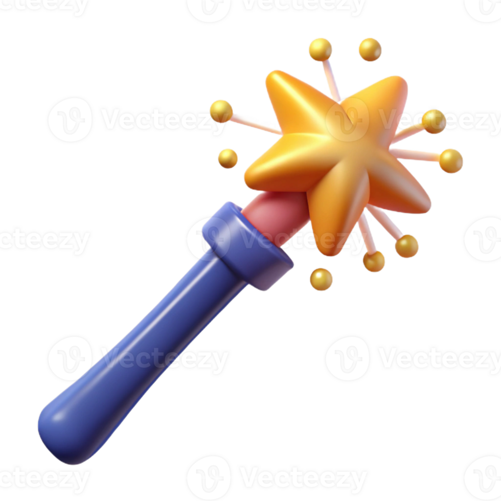 extraordinary classic A whimsical, stylized, cartoon magic wand, emitting sparkles exclusive png