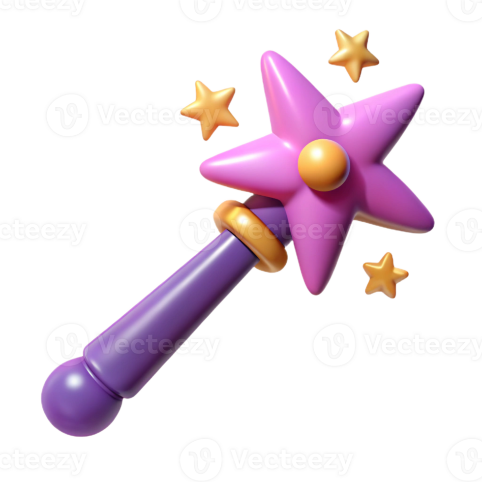 vibrant modern A whimsical, stylized, cartoon magic wand, emitting sparkles premium png