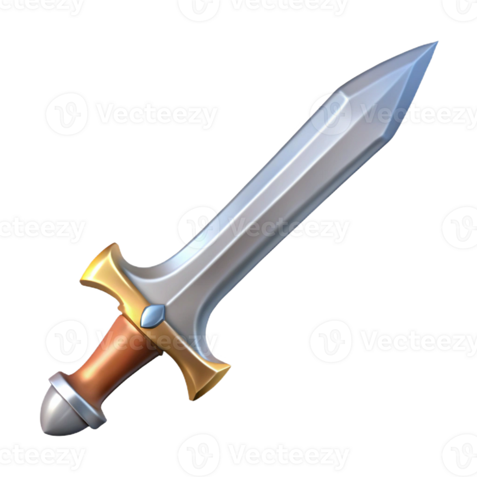 beautiful traditional A single, gleaming silver sword with intricate elven runes premium png