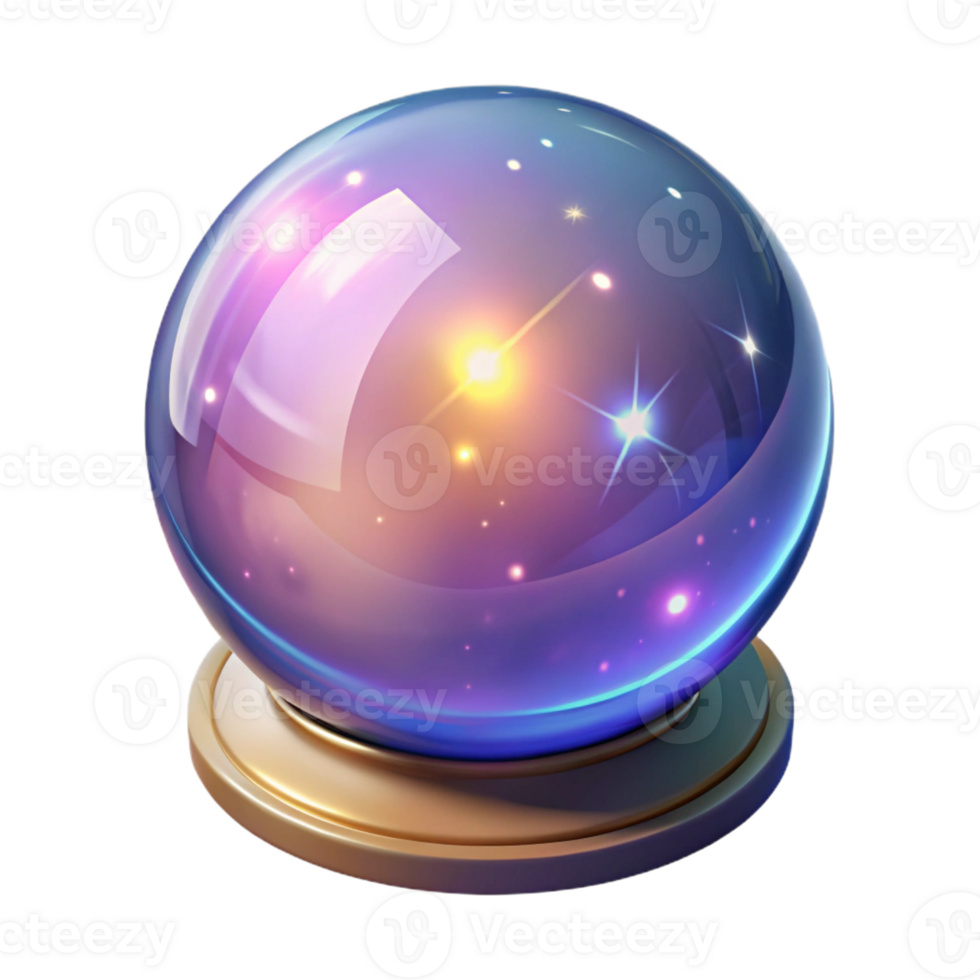 serene modern A sparkling crystal ball radiating magical energy high resolution png