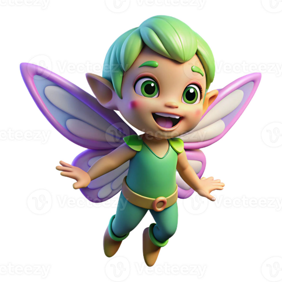 wonderful modern A mischievous pixie with iridescent wings and a playful grin genuine png