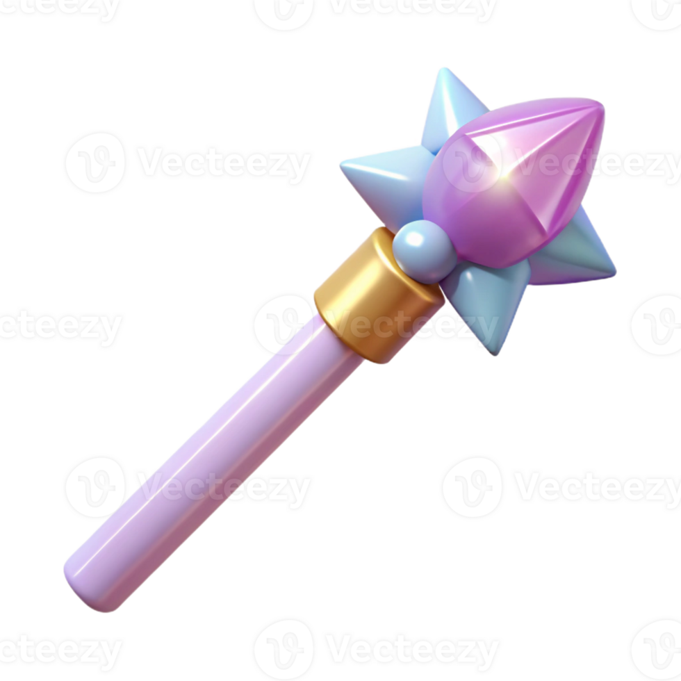 serene traditional A delicate fairy wand with a sparkling crystal tip detailed png