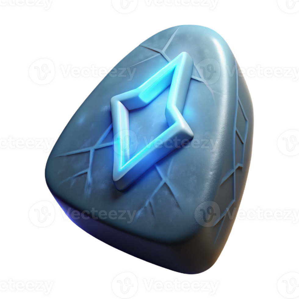 stunning rustic A single, ancient, glowing rune stone authentic png