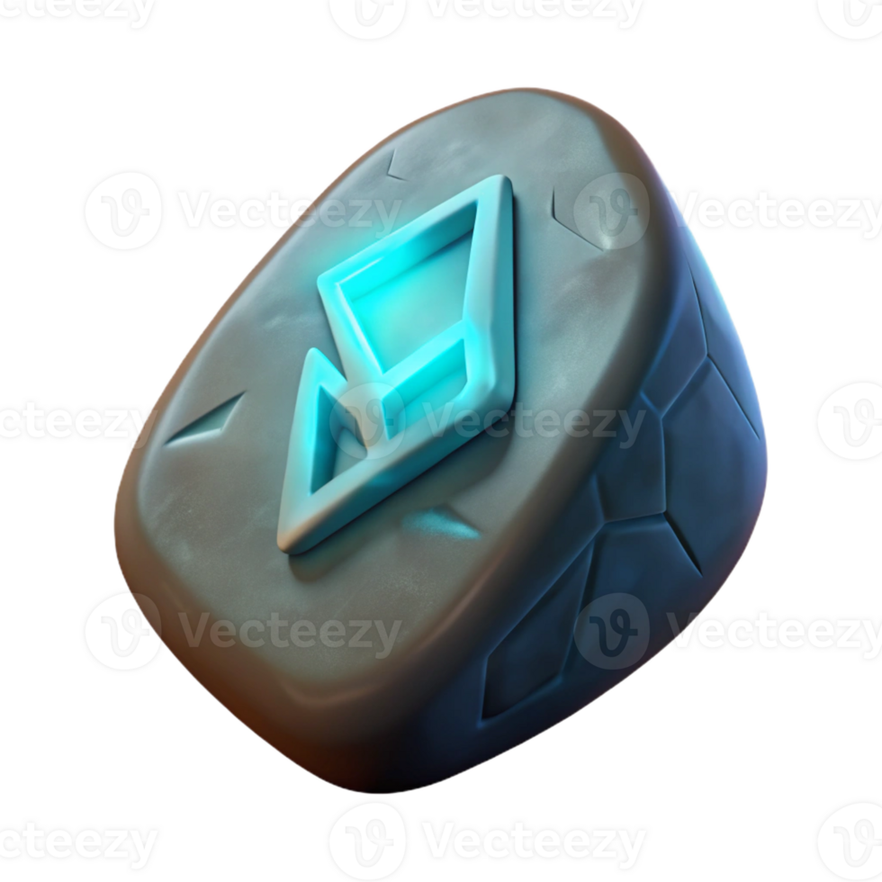 elegant classic A single, ancient, glowing rune stone authentic png
