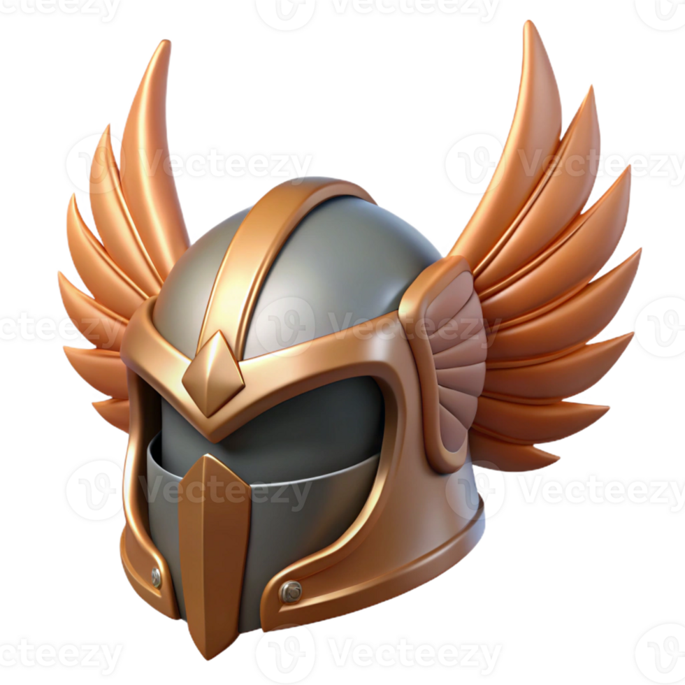 vibrant modern A winged helmet with a fierce, predatory design detailed png