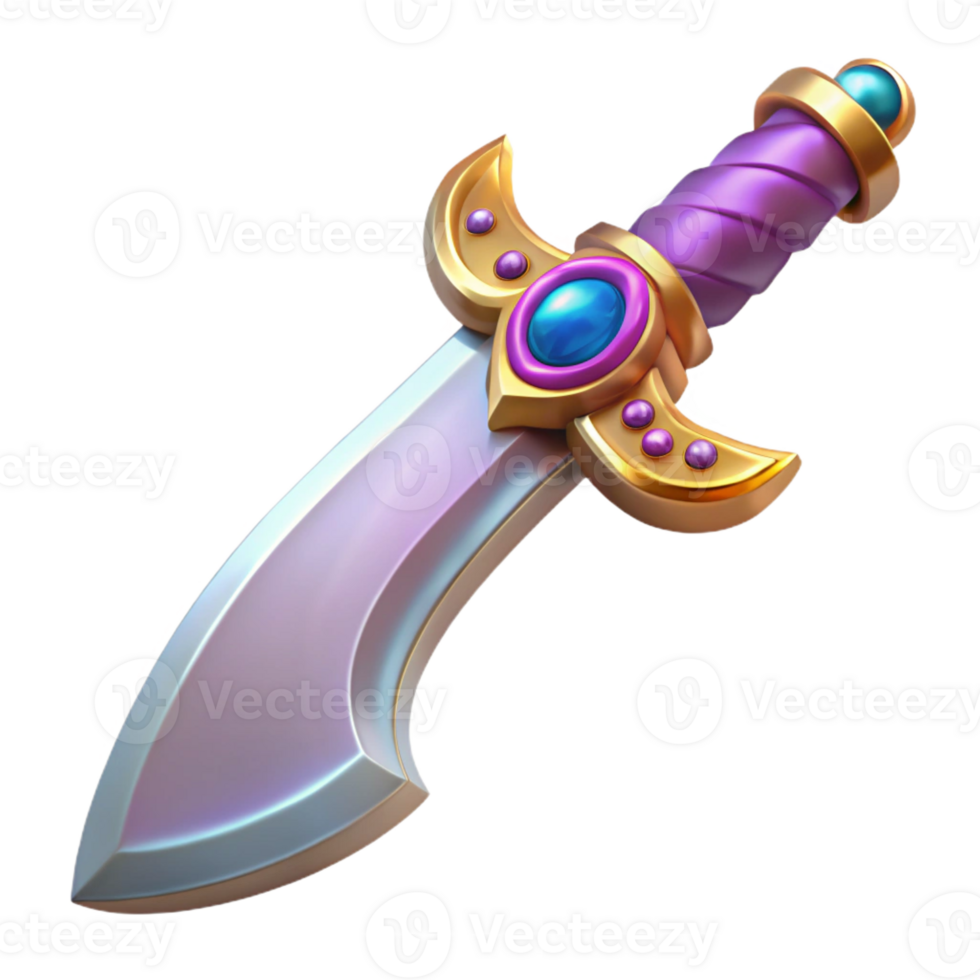 impressive creative A decorative, jeweled dagger with a curved blade professional png
