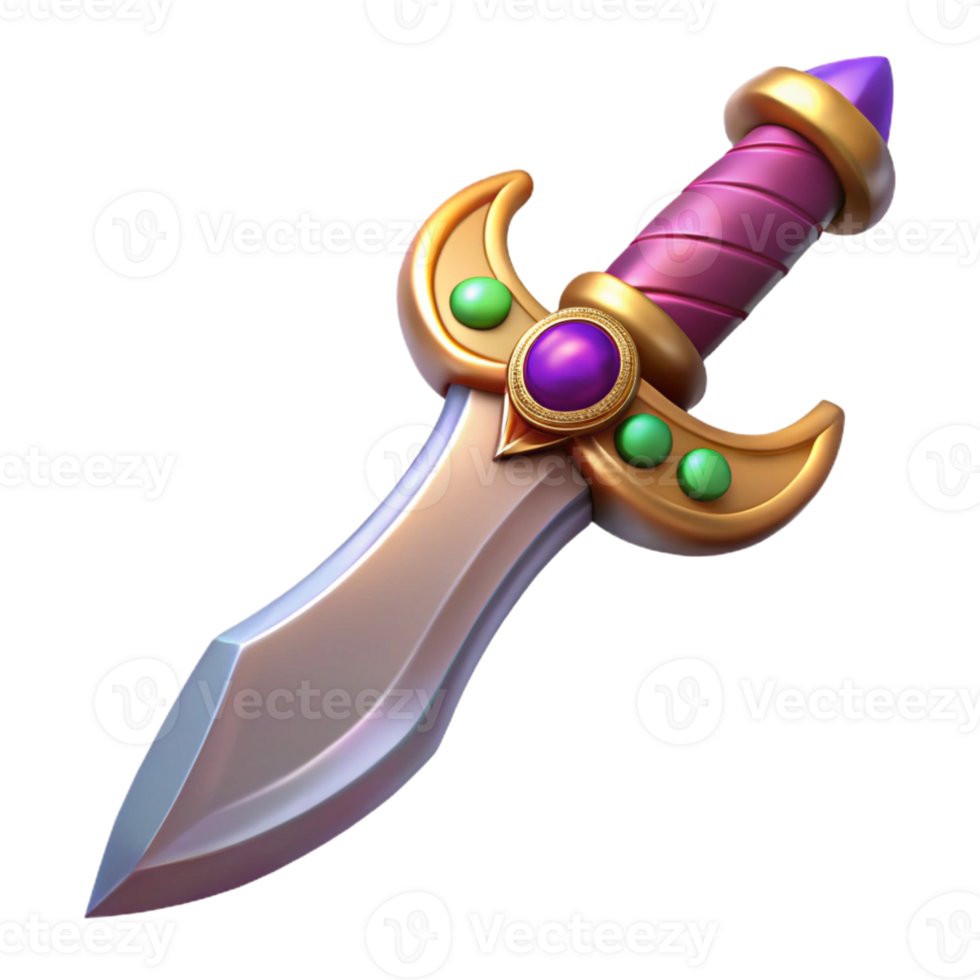 beautiful contemporary A decorative, jeweled dagger with a curved blade high resolution png