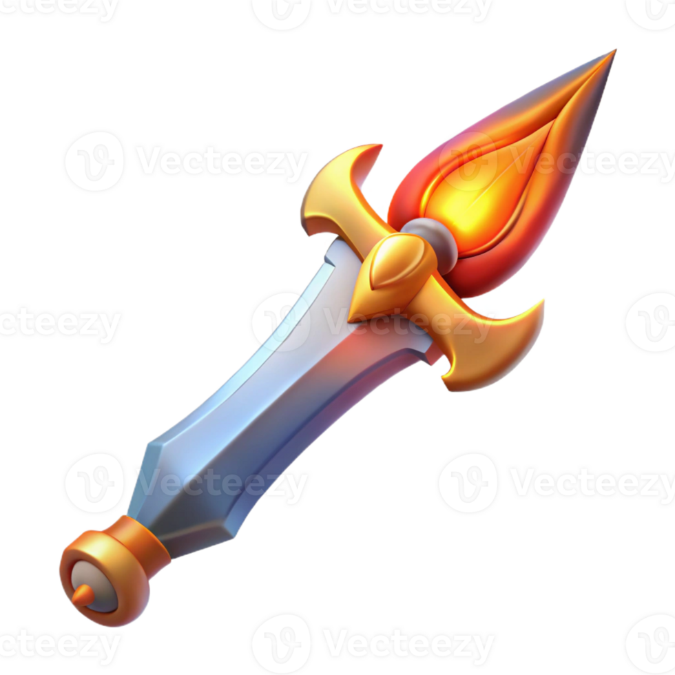 stunning creative A stylized fantasy sword with a flaming blade original png