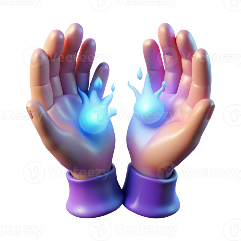 elegant classic A pair of glowing, magical hands casting a spell high resolution png