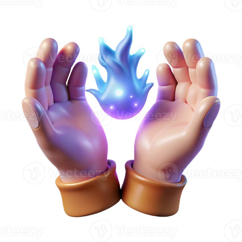 serene abstract A pair of glowing, magical hands casting a spell original png