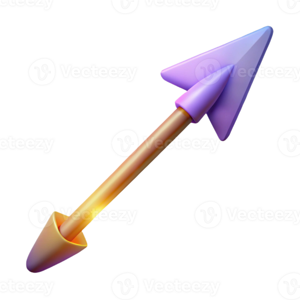 wonderful contemporary A single, stylized, glowing magical arrow with fletching high resolution png