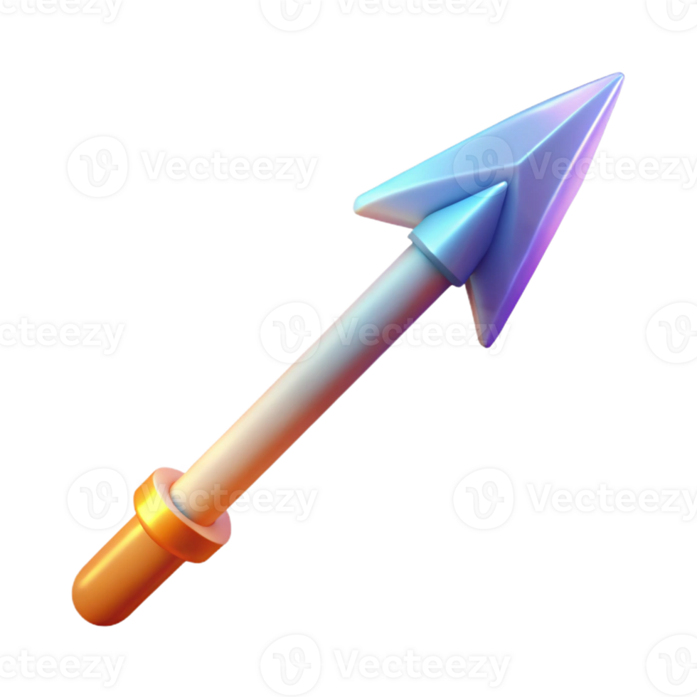 stunning classic A single, stylized, glowing magical arrow with fletching authentic png