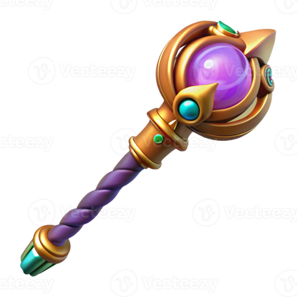 wonderful vintage A stylized, intricate, glowing magical staff with carvings exclusive png