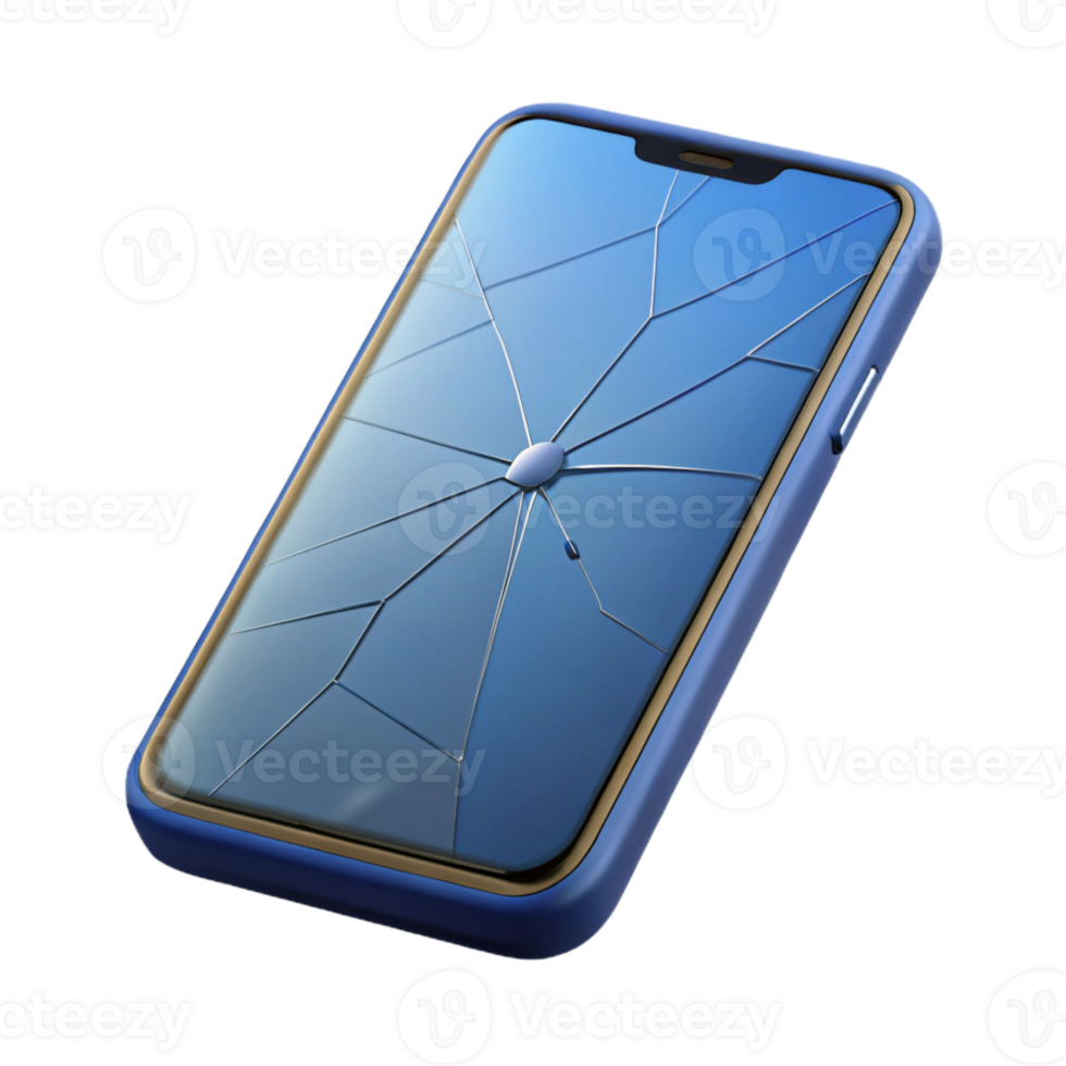 impressive traditional Smartphone with cracked screen professional png