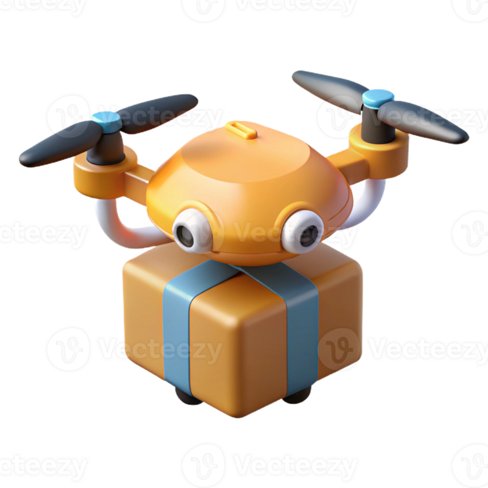 dramatic traditional Delivery drone carrying a package detailed png