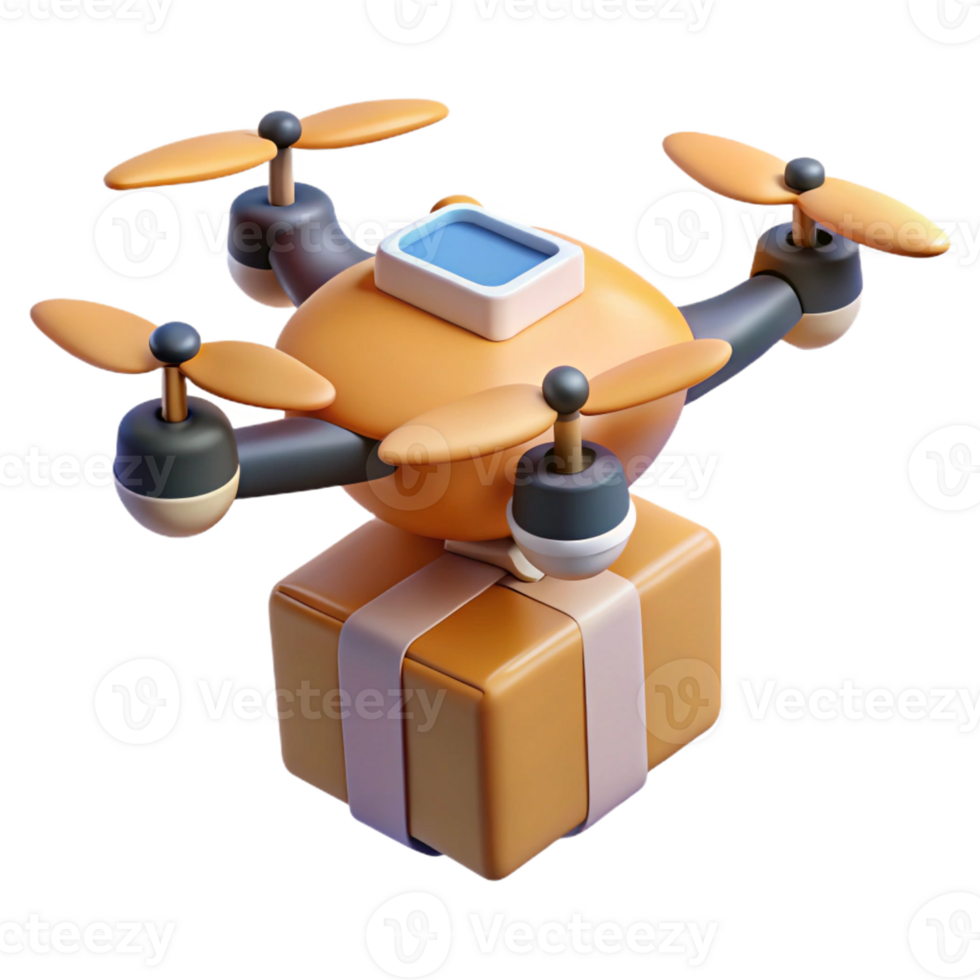 beautiful artistic Delivery drone carrying a package high quality png