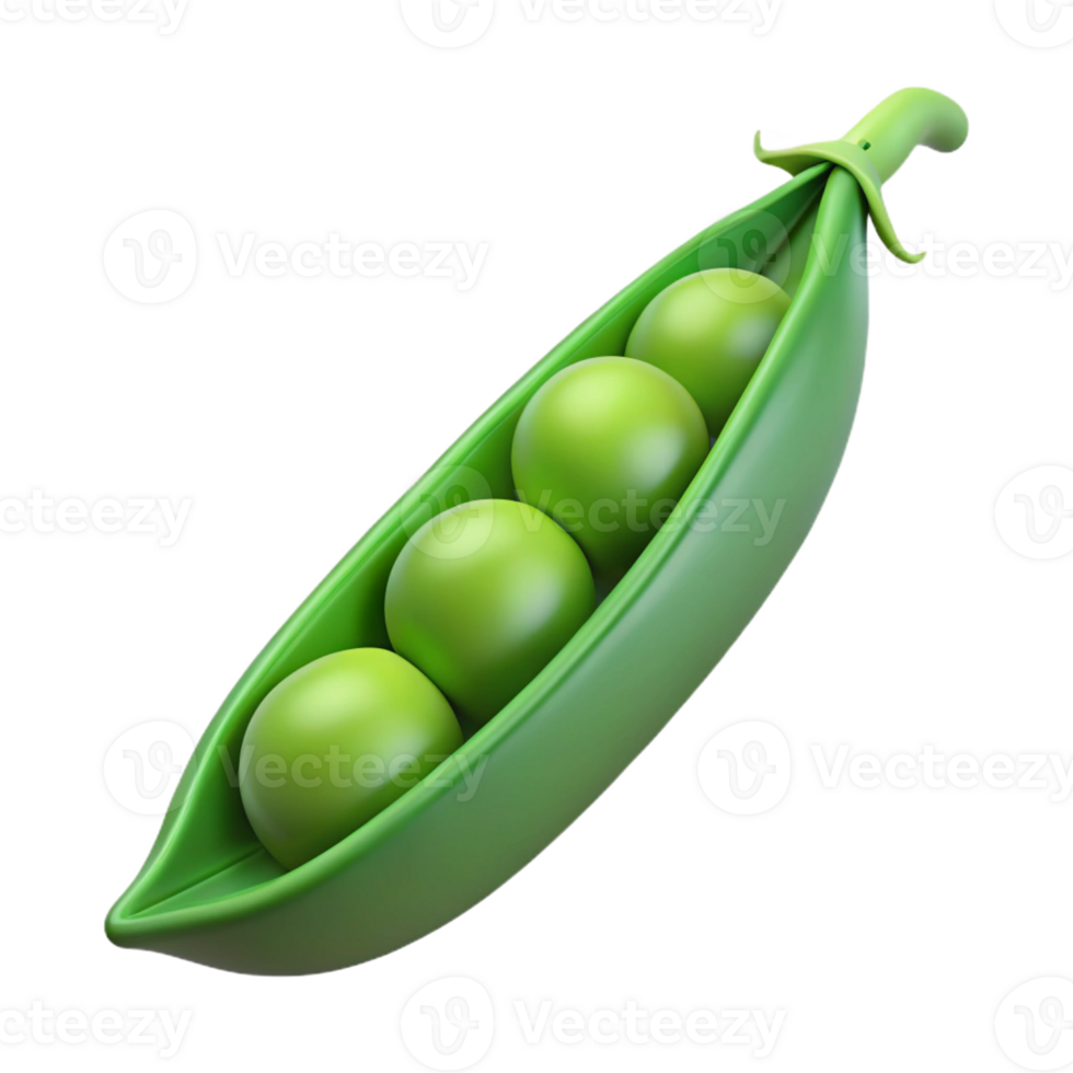stunning minimalist One green pea pod, slightly open authentic png