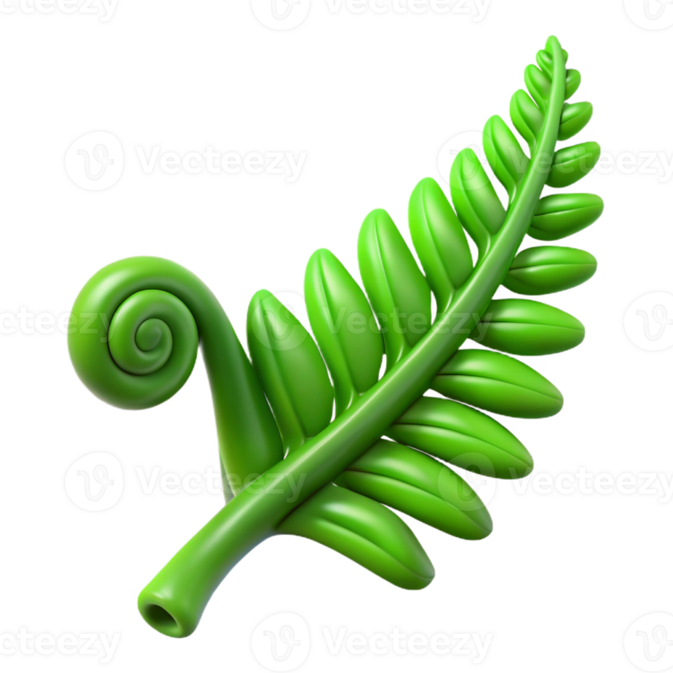 vibrant artistic Green fern leaf, unfurling high resolution png