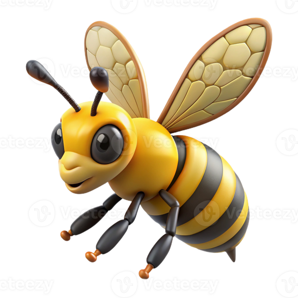 elegant classic Honeybee in mid-flight authentic png