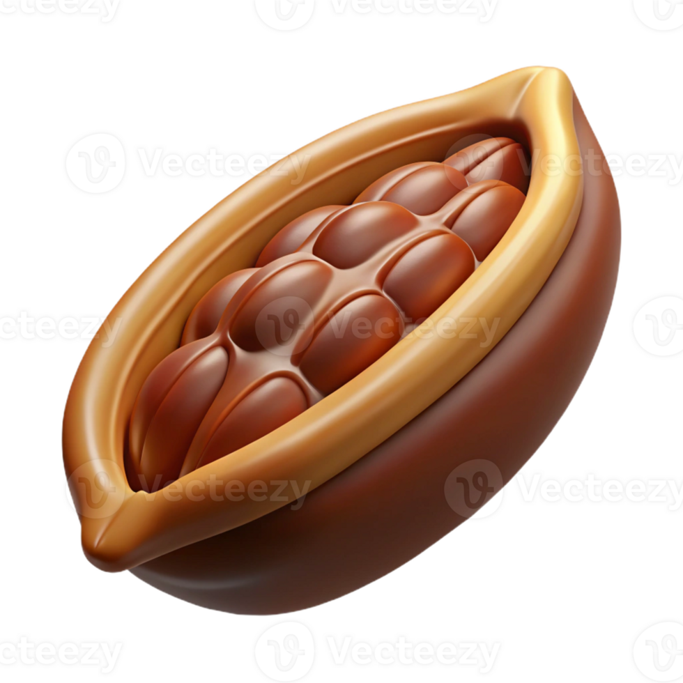 extraordinary traditional Cocoa bean pod, opened exclusive png
