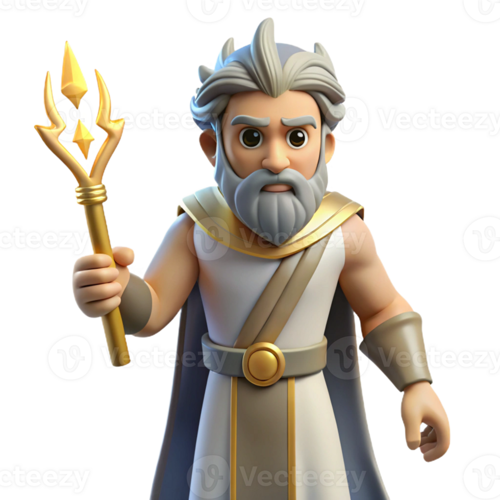 wonderful traditional Zeus, king of the gods, holding a lightning bolt detailed png