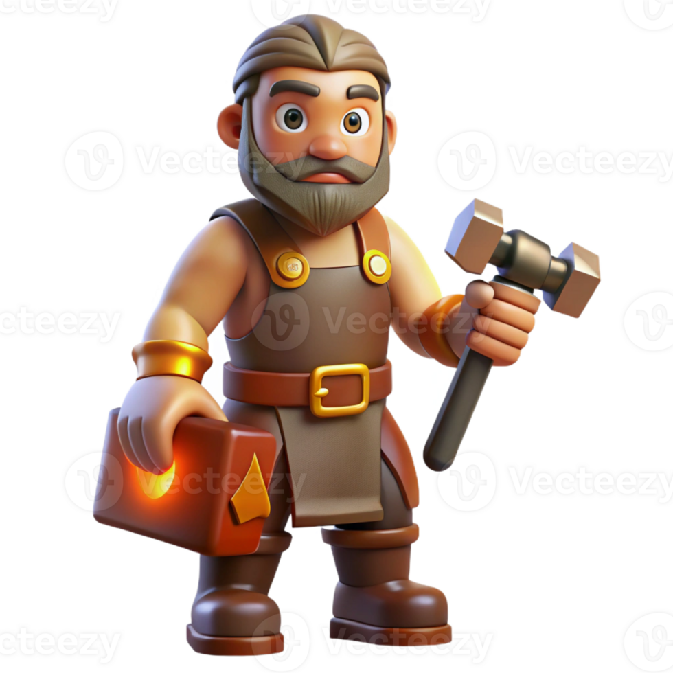 beautiful abstract Hephaestus, god of the forge, with a hammer high resolution png