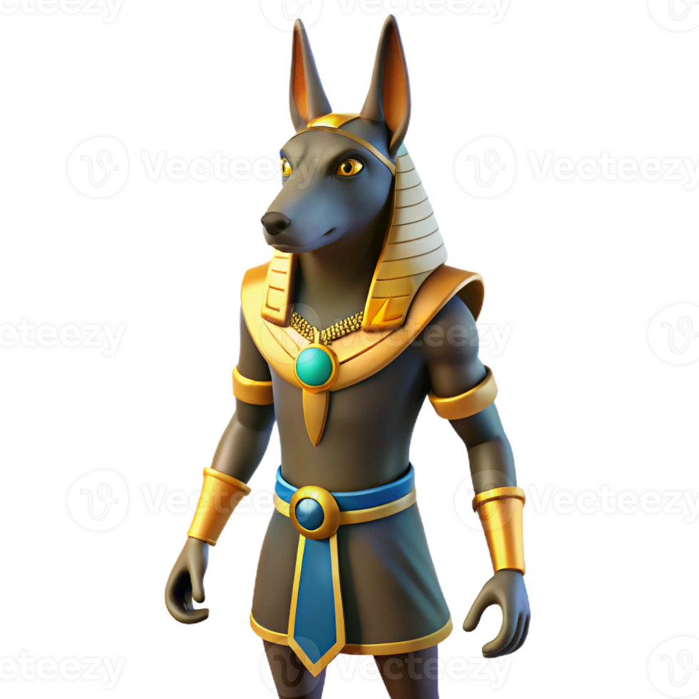 extraordinary vintage Anubis, Egyptian God of the Dead, with a jackal head high resolution png