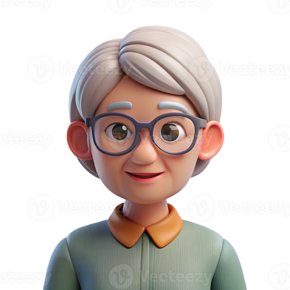 dramatic contemporary Thoughtful elderly woman with glasses, genuine png