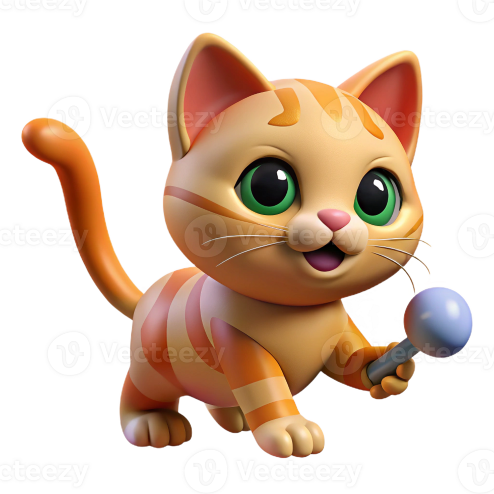 wonderful rustic Playful kitten batting at a toy, premium png