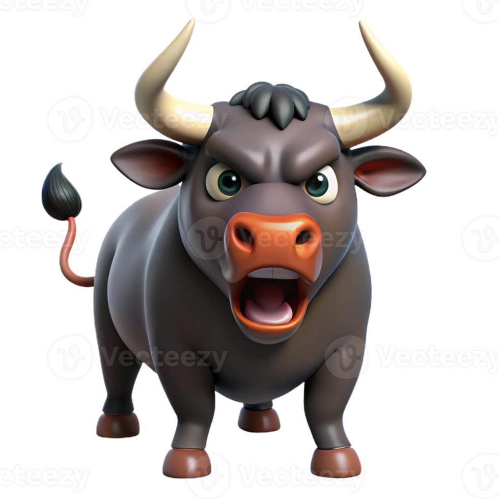magnificent modern Angry bull snorting, original png