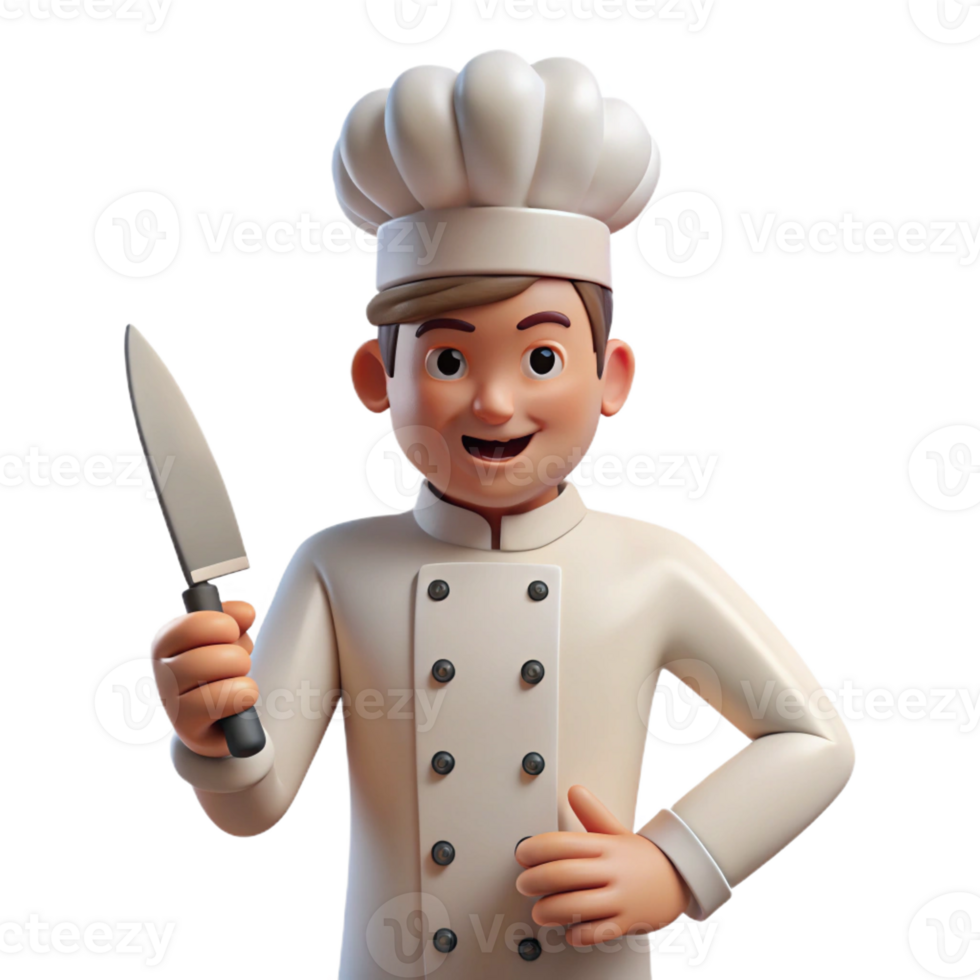 magnificent contemporary Chef holding a knife, 4K png