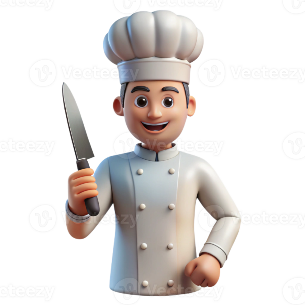 dramatic abstract Chef holding a knife, detailed png