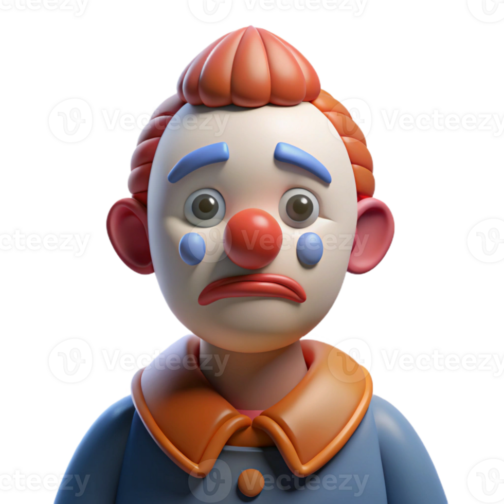 impressive modern Sad clown with drooping makeup, detailed png