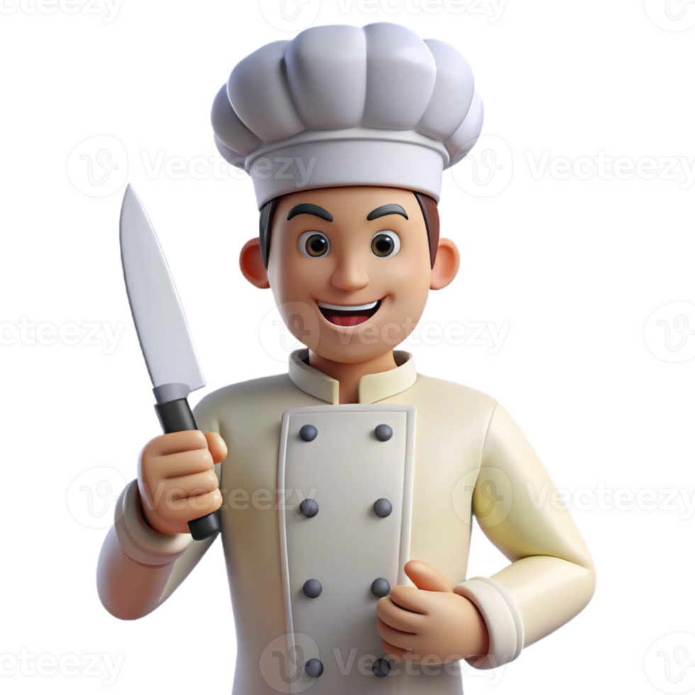 extraordinary abstract Chef holding a knife, original png