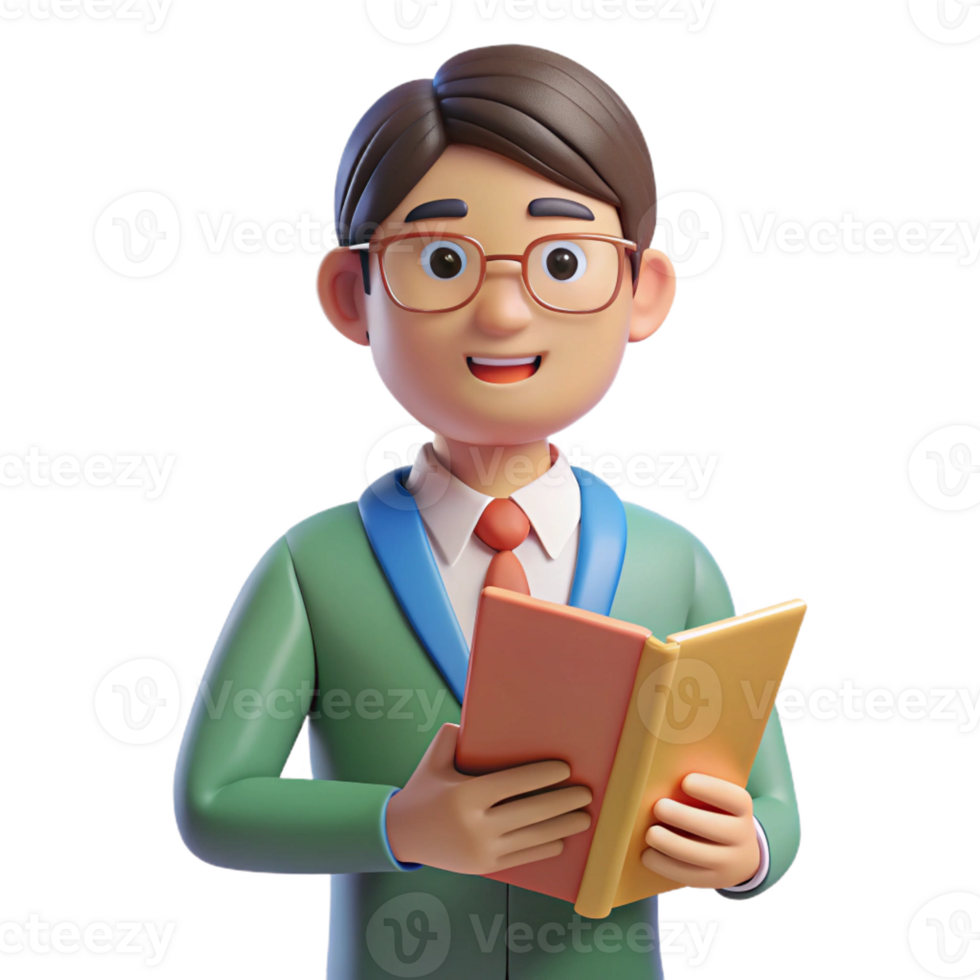 extraordinary abstract Teacher holding a book, high resolution png