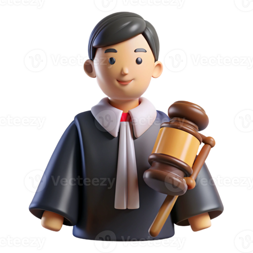 extraordinary artistic Judge with a gavel, high quality png
