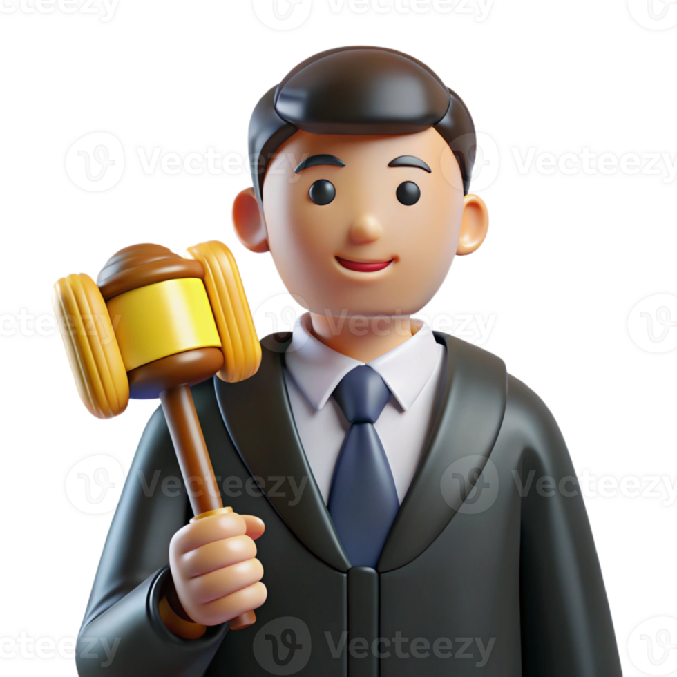 beautiful traditional Judge with a gavel, professional png