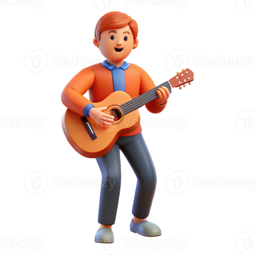 dramatic abstract Musician playing a guitar, high quality png