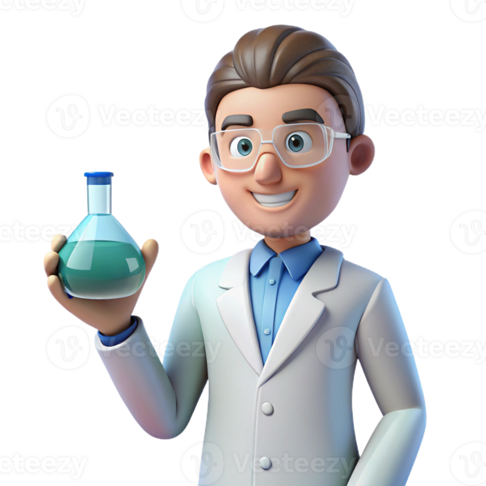 elegant abstract Scientist holding a beaker, high quality png