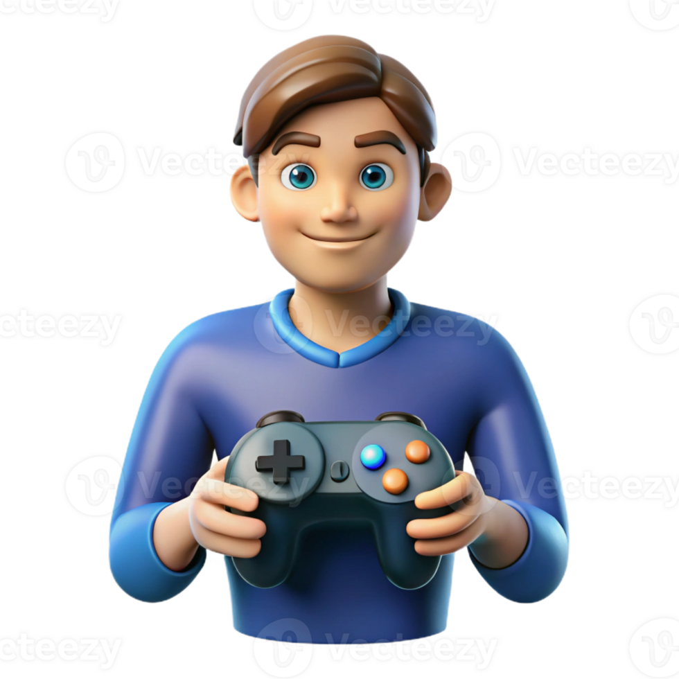 extraordinary rustic Gamer with a controller, high resolution png